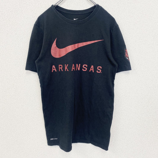 古着 used NIKE ナイキ　半袖プリントTシャツ　クルーネック　スウッシュロゴ　DRI-FIT　黒　ブラック　Sサイズ