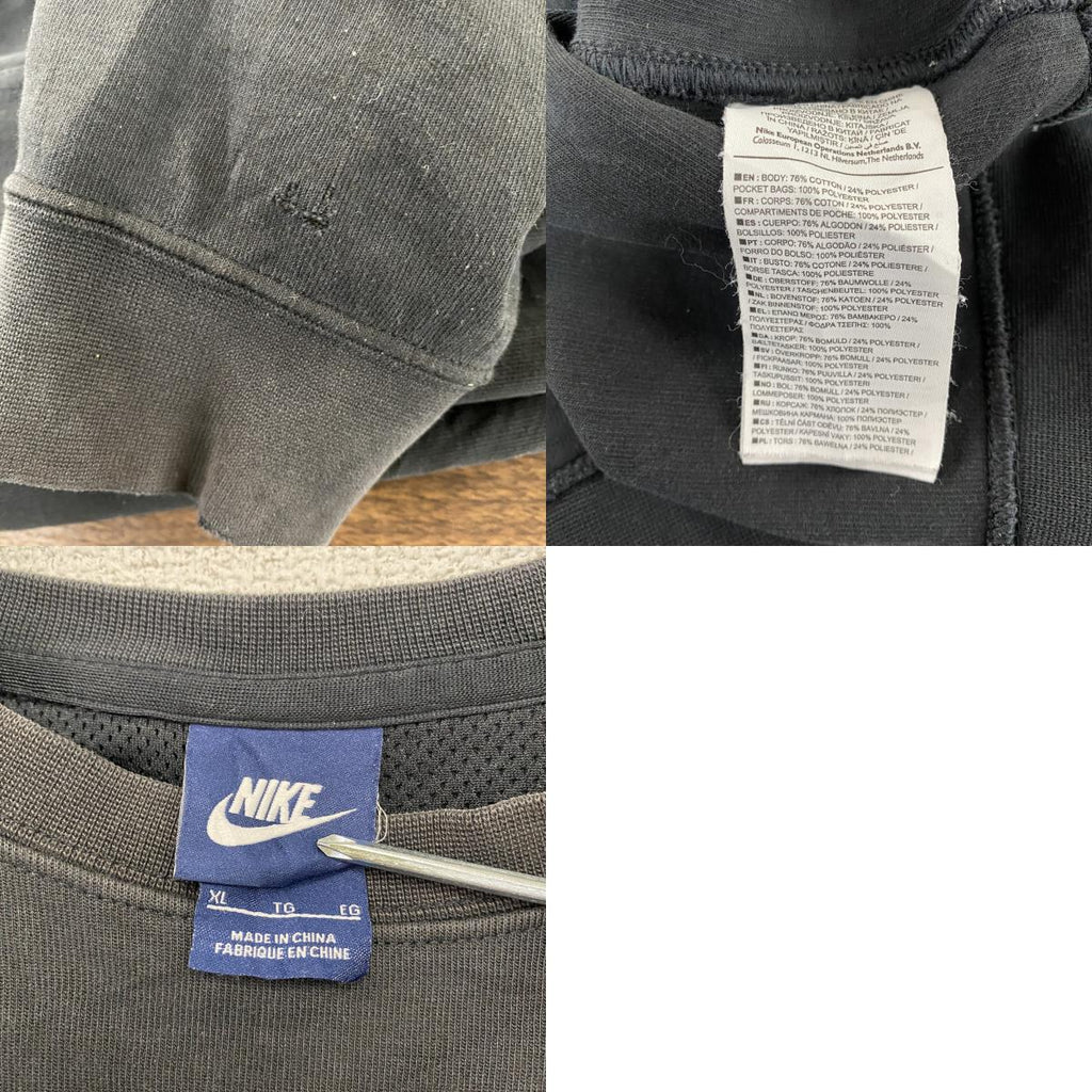 NIKE　ナイキ　スウェット/トレーナー　スウッシュ　フェード　ジッパー付きポケット　黒　ブラック　XLサイズ　古着