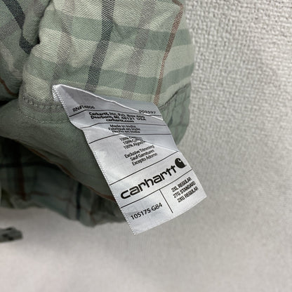 Carhartt　カーハート　半袖ボタンダウンシャツ　ダブルポケット　チェック柄　緑　グリーン　2XLサイズ