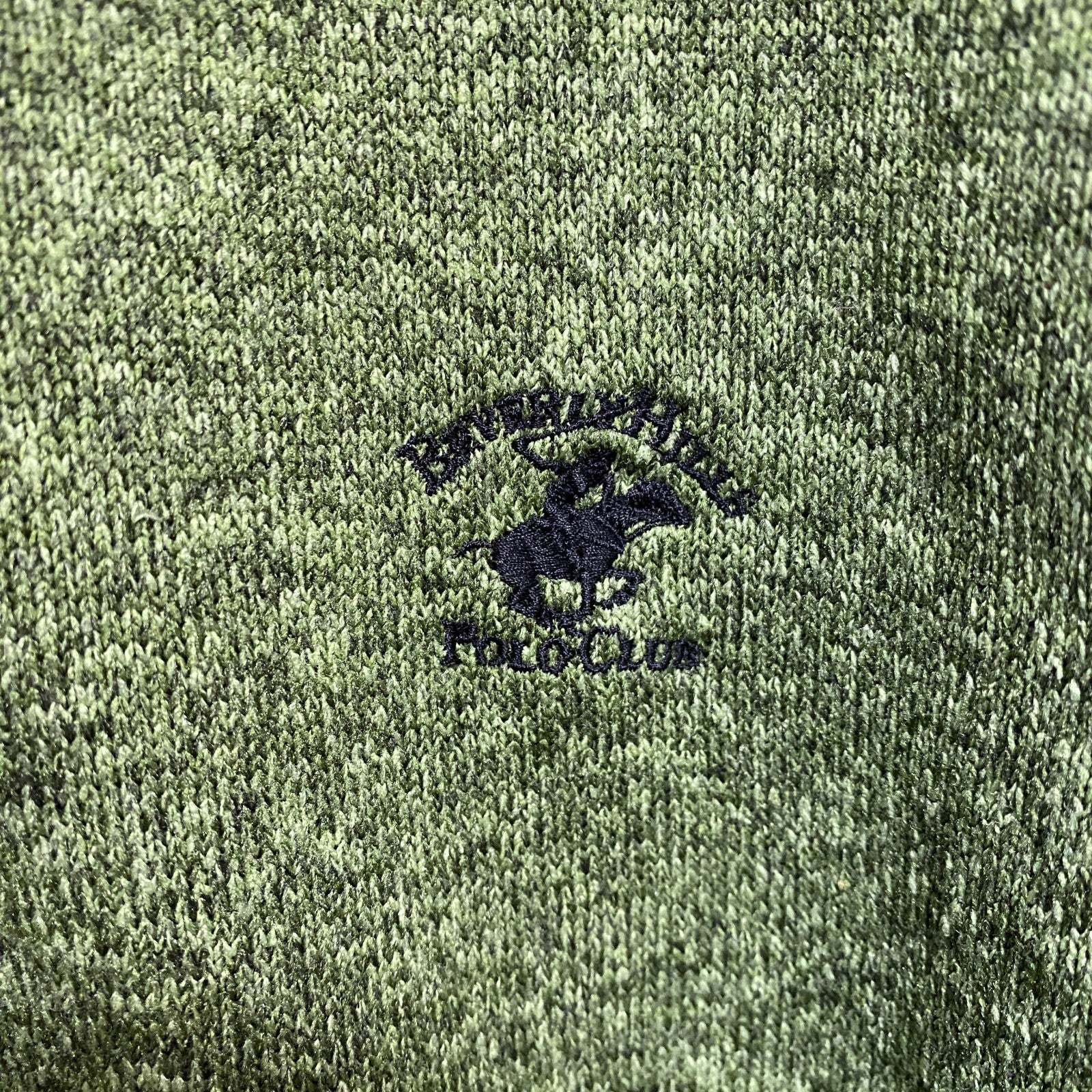 BEVERLY HILLS POLOCLUB　長袖ワンポイント刺繍フリースジャケット　緑　グリーン　Mサイズ　古着