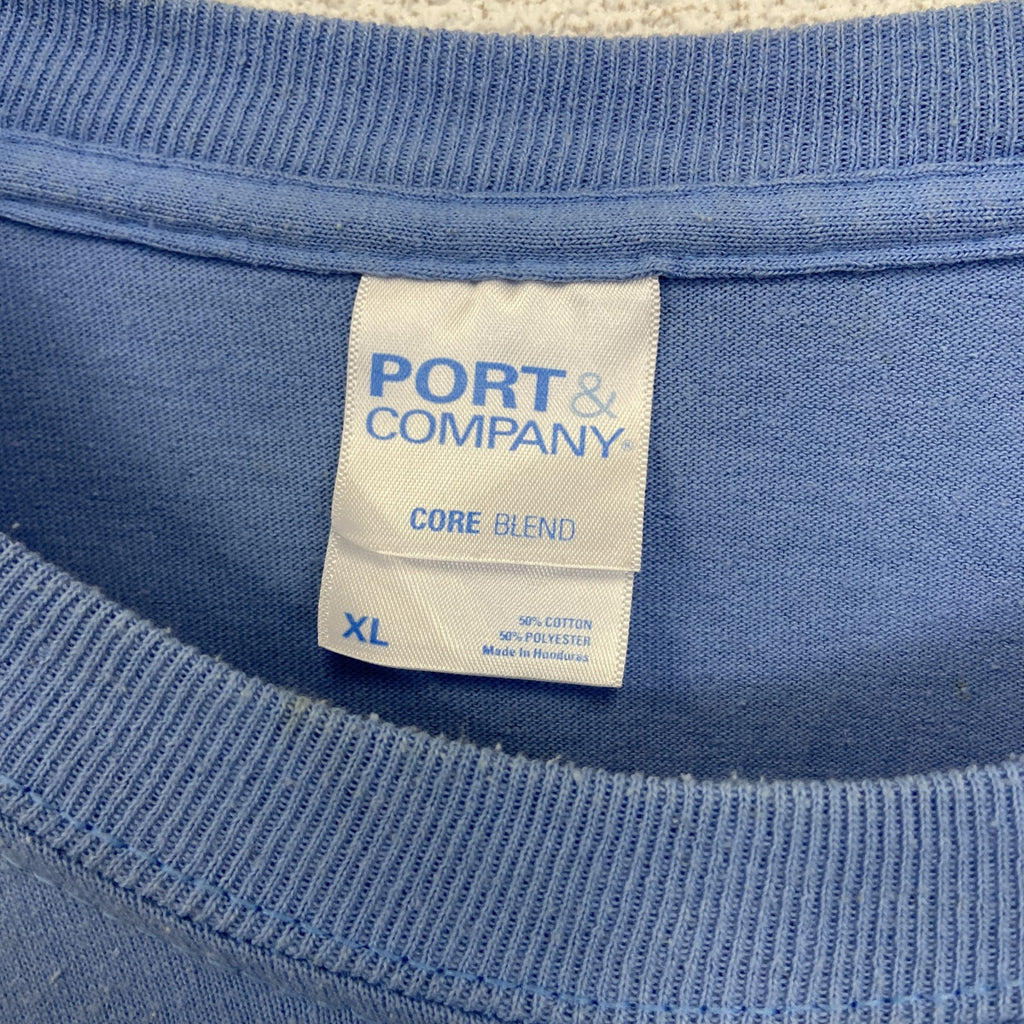 PORT＆COMPANY　半袖プリントTシャツ　Bavarian Blast　クルーネック　ブルー　青　XLサイズ　古着