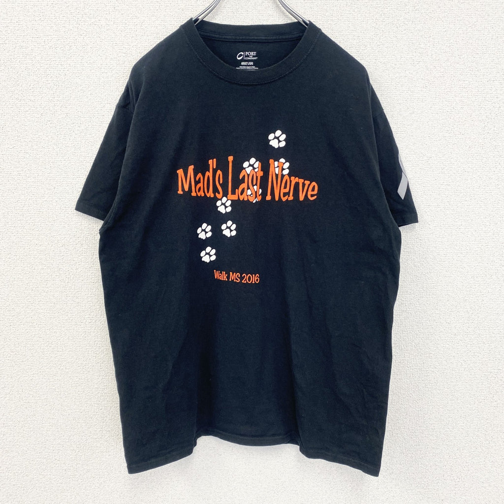 PORT&COMPANY　半袖プリントTシャツ　Mad‘s Last Nerve　クルーネック　黒　ブラック　Lサイズ　古着