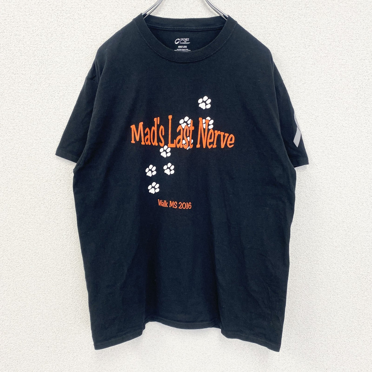 PORT&COMPANY　半袖プリントTシャツ　Mad‘s Last Nerve　クルーネック　黒　ブラック　Lサイズ　古着
