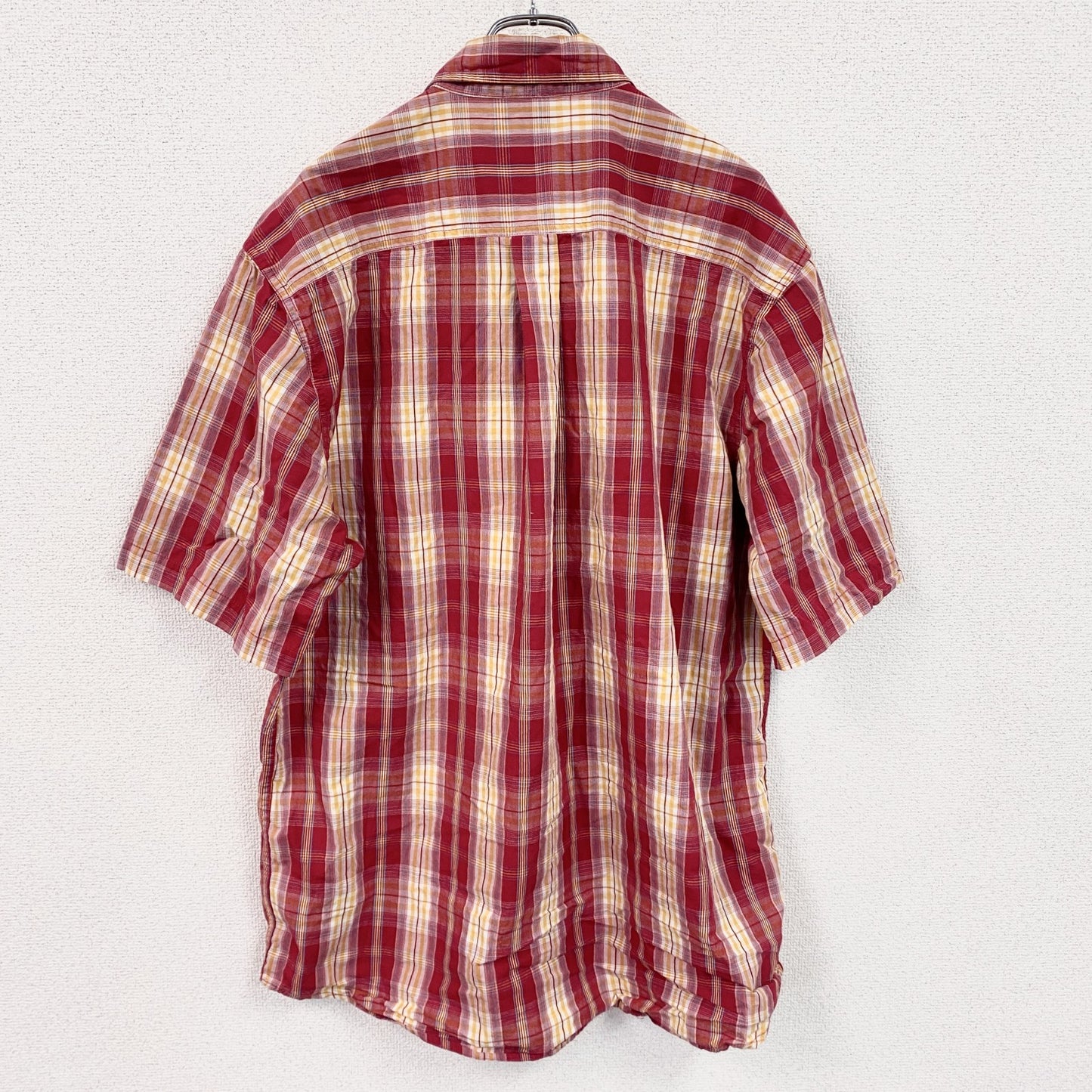 Carhartt　カーハート　半袖ボタンダウンシャツ　ボックスシャツ　オンブレチェック　赤　レッド　XLサイズ