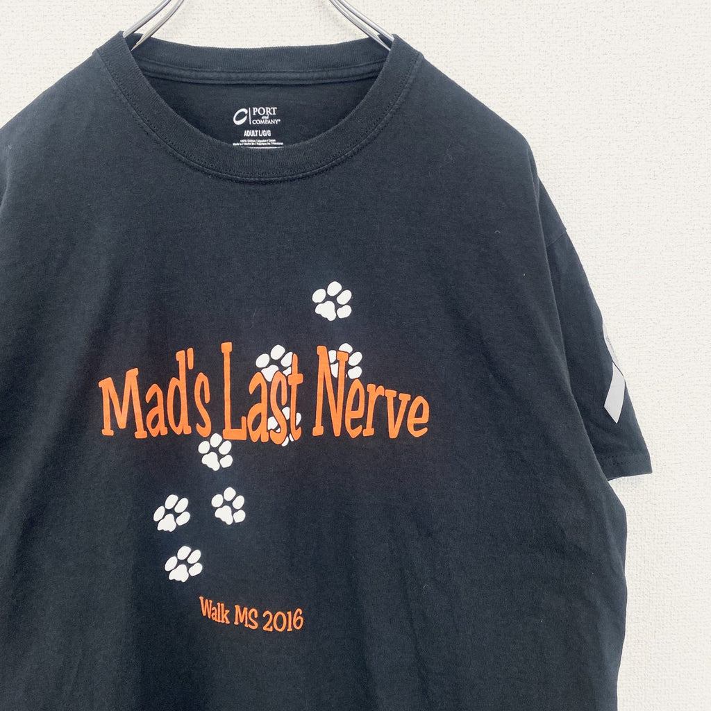 PORT&COMPANY　半袖プリントTシャツ　Mad‘s Last Nerve　クルーネック　黒　ブラック　Lサイズ　古着