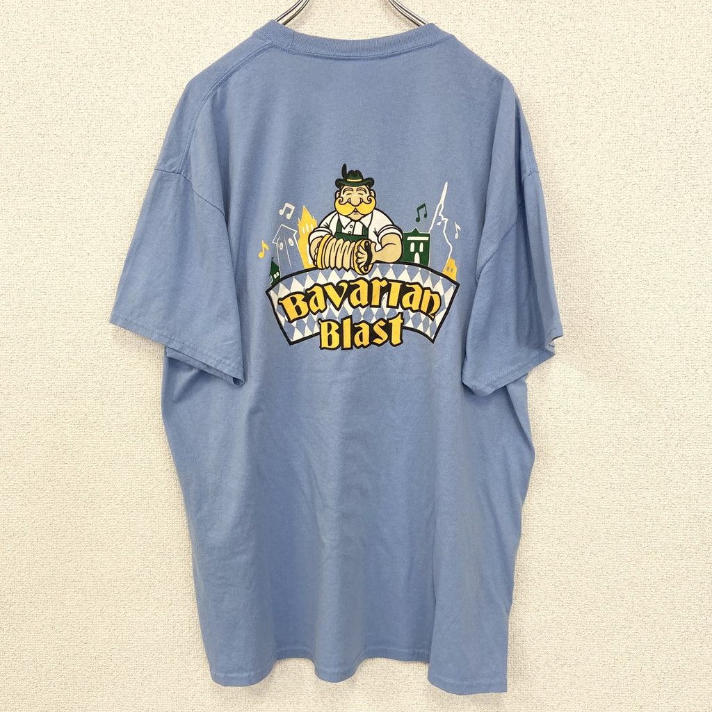 PORT＆COMPANY　半袖プリントTシャツ　Bavarian Blast　クルーネック　ブルー　青　XLサイズ　古着