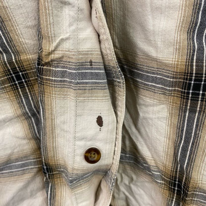 Carhartt　カーハート　半袖ボタンダウンシャツ　ボックスシャツ　ダブルポケット　チェック柄　アイボリー　XLサイズ