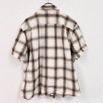 Carhartt　カーハート　半袖ボタンダウンシャツ　ボックスシャツ　ダブルポケット　チェック柄　アイボリー　XLサイズ