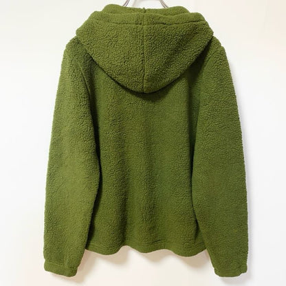 古着 used　FILA フィラ　長袖フリースジャケット　ハーフジップパーカー　プルオーバー　ロゴワッペン　緑　グリーン　Sサイズ