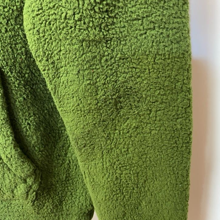 古着 used　FILA フィラ　長袖フリースジャケット　ハーフジップパーカー　プルオーバー　ロゴワッペン　緑　グリーン　Sサイズ