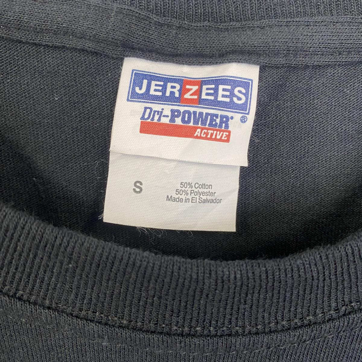 JERZEES　ジャージーズ　半袖プリントロゴTシャツ　レトロデザイン　クルーネック　黒　ブラック　Sサイズ　古着