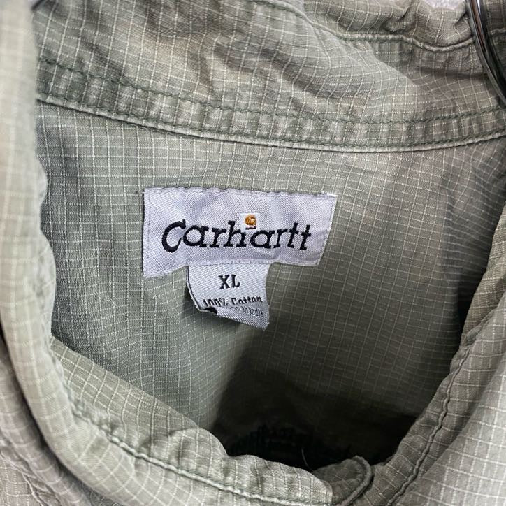Carhartt　カーハート　半袖ワークシャツ　ボタンダウンシャツ　スリーブポケット　カーキ　XLサイズ