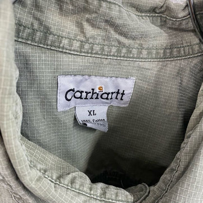 Carhartt　カーハート　半袖ワークシャツ　ボタンダウンシャツ　スリーブポケット　カーキ　XLサイズ