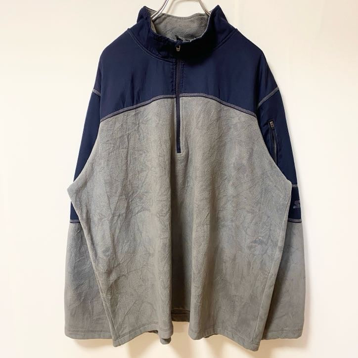古着 used　STARTER　長袖ハーフジップフリースジャケット　ホッケー　バイカラー　ビッグシルエット　XXLサイズ