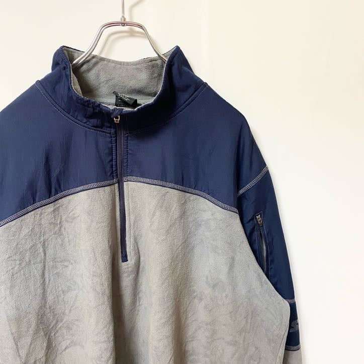 古着 used　STARTER　長袖ハーフジップフリースジャケット　ホッケー　バイカラー　ビッグシルエット　XXLサイズ