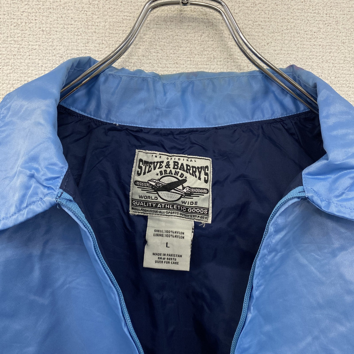 ～90s　Steve＆Barry's　フルジップナイロンジャケット　ヴィンテージ　水色　ライトブルー　Lサイズ　　古着