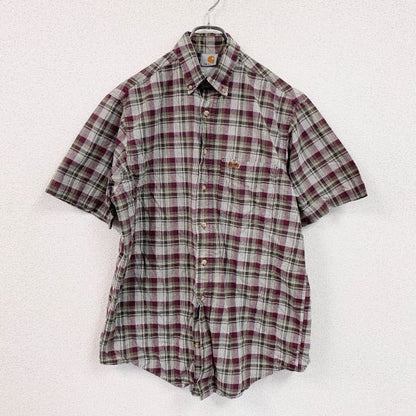 Carhartt　カーハート　半袖ボタンダウンシャツ　チェック柄　ボルドー