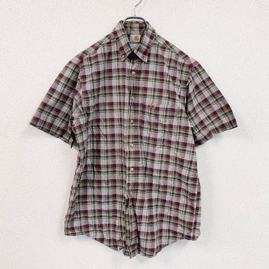 Carhartt　カーハート　半袖ボタンダウンシャツ　チェック柄　ボルドー