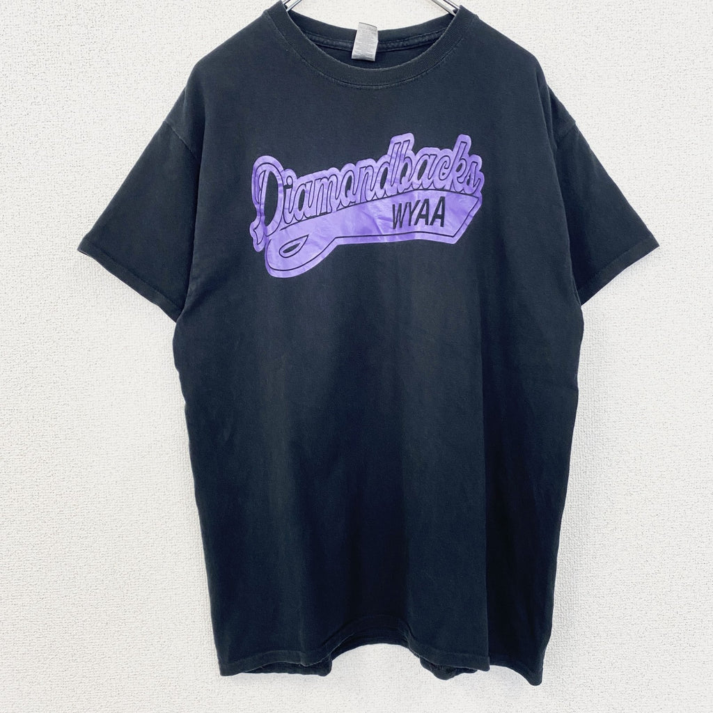GILDAN ギルダン　半袖プリントTシャツ　クルーネック　MLB　ダイヤモンドバックス　黒　ブラック　Lサイズ　古着