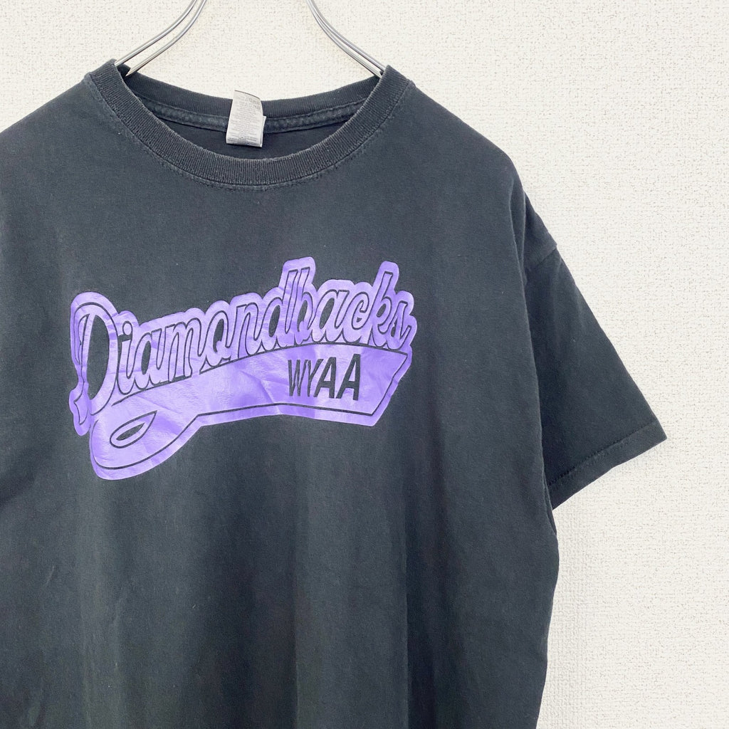 GILDAN ギルダン　半袖プリントTシャツ　クルーネック　MLB　ダイヤモンドバックス　黒　ブラック　Lサイズ　古着