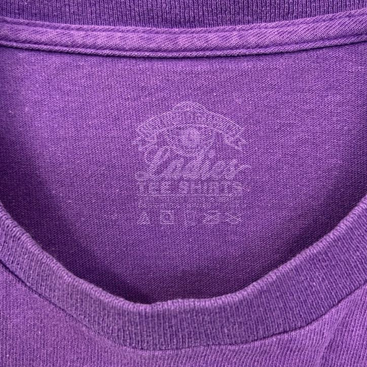 半袖プリントTシャツ　BCS　BOUND　BAYOU　GIRL　レトロデザイン　パープル　紫　Lサイズ　古着
