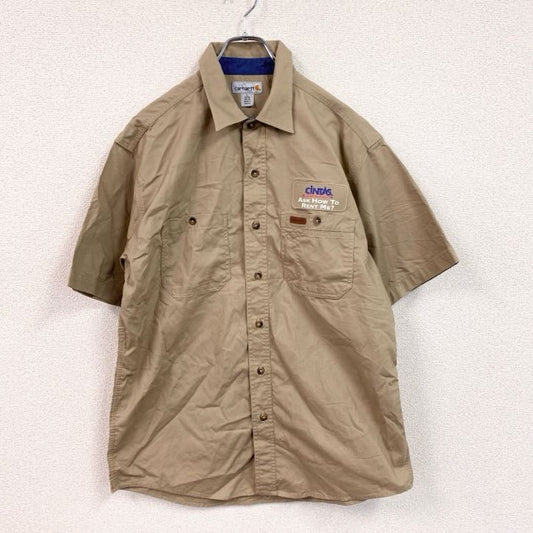 Carhartt　カーハート　半袖ワークシャツ　ボタンダウン　ダブルポケット　ベージュ　Lサイズ