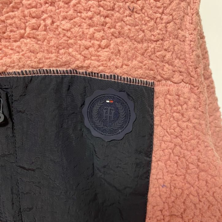 TOMMY HILFIGER トミーヒルフィガー　長袖フリースジャケット　ボア　ハイネック　ピンク　Mサイズ　古着