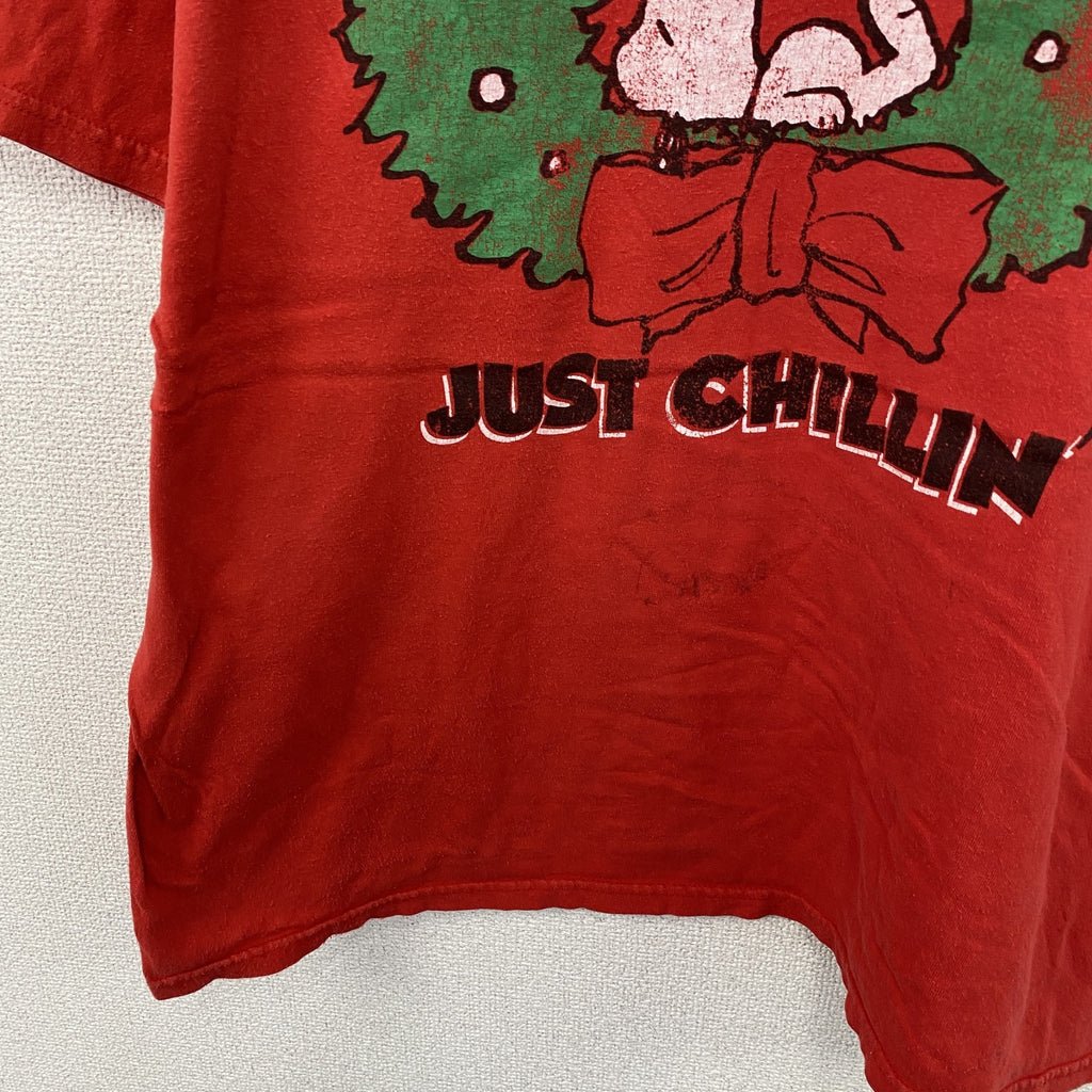 PEANUTS　ピーナツ　スヌーピー　半袖プリントTシャツ　赤　レッド　XLサイズ　古着