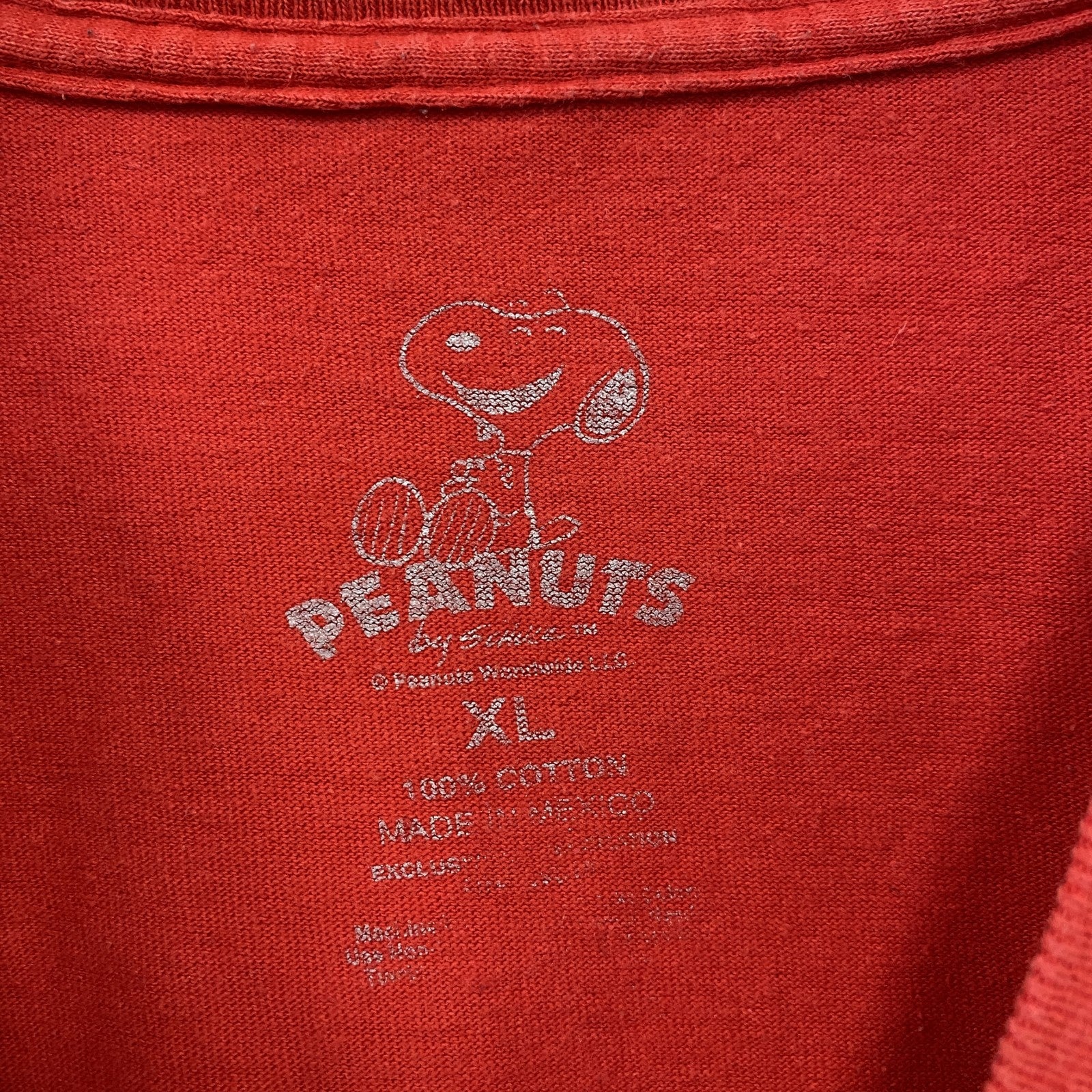 PEANUTS　ピーナツ　スヌーピー　半袖プリントTシャツ　赤　レッド　XLサイズ　古着