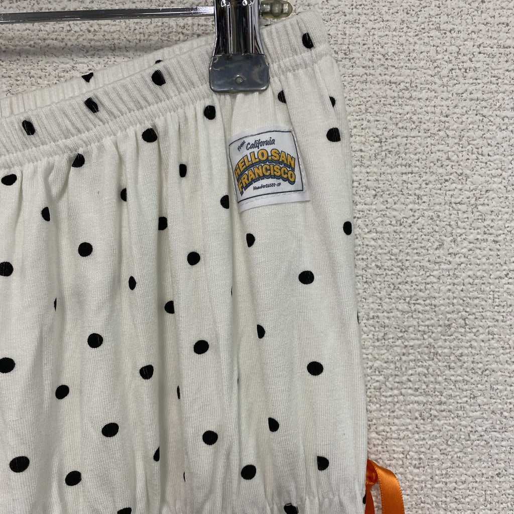 HELLO.SANFRANCISCO　ハローサンフランシスコ　シャーリングパンツ　ドット柄　白　ホワイト　Mサイズ　古着