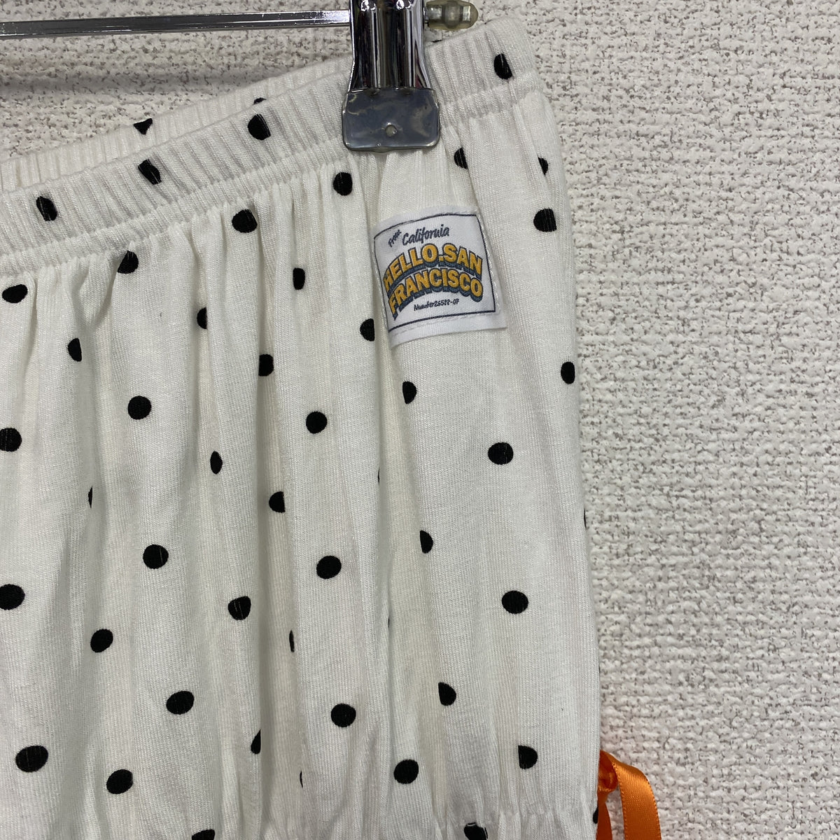HELLO.SANFRANCISCO　ハローサンフランシスコ　シャーリングパンツ　ドット柄　白　ホワイト　Mサイズ　古着