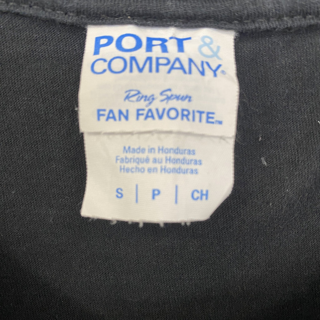 PORT＆COMPANY　半袖プリントロゴTシャツ　3連プリント　ハート　歯磨きセット　英字プリント　黒　ブラック　Sサイズ　古着