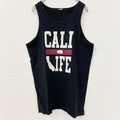 タンクトップ　ノースリーブス　CALI LIFE　熊　クマ　アニマル　レトロデザイン　黒　ブラック　古着