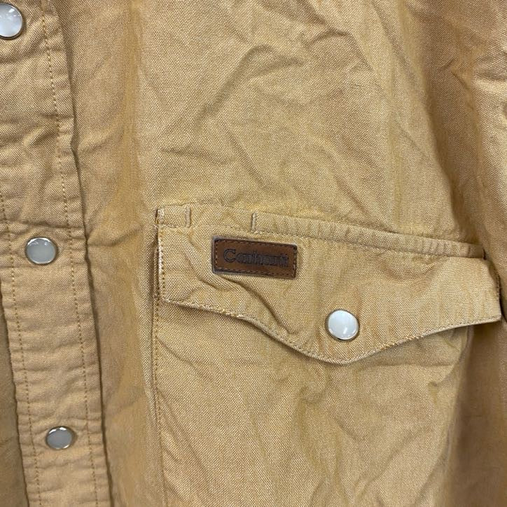 Carhartt　カーハート　半袖ワークシャツ　ボタンダウンシャツ　ダブルポケット　ベージュ　XLサイズ