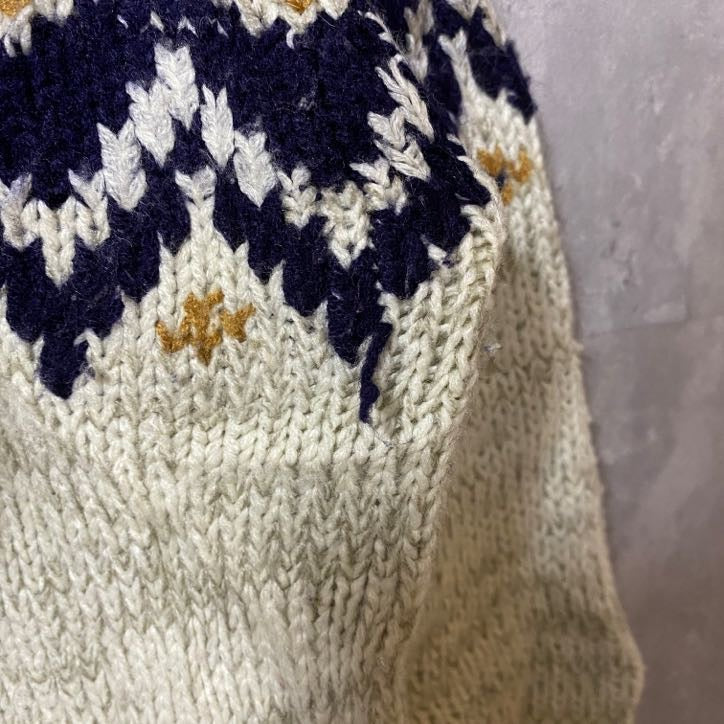 Dillard's　長袖ニット　セーター　ノルディック柄　幾何学模様　秋冬服　レトロデザイン　Lサイズ　古着
