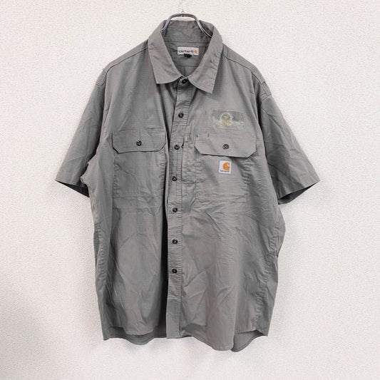 Carhartt　カーハート　半袖ワークシャツ　ボタンダウンシャツ　ダブルポケット　灰色　グレー　XLサイズ