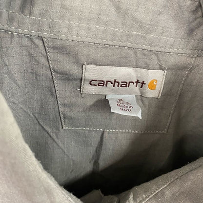 Carhartt　カーハート　半袖ワークシャツ　ボタンダウンシャツ　ダブルポケット　灰色　グレー　XLサイズ