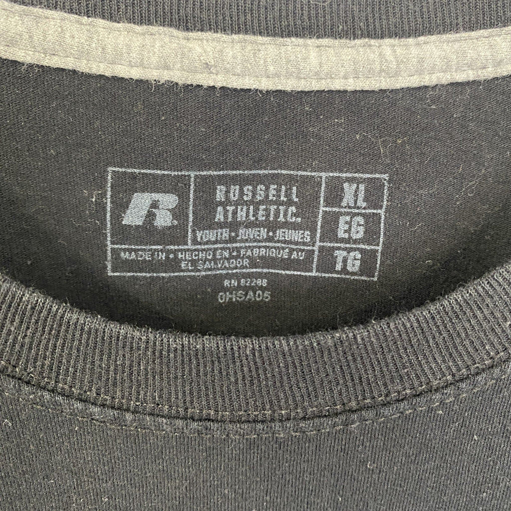 RUSSELL ATHLETC　ラッセル　半袖プリントTシャツ　3連プリント　バスケットボール　クルーネック　黒　ブラック　XLサイズ　古着