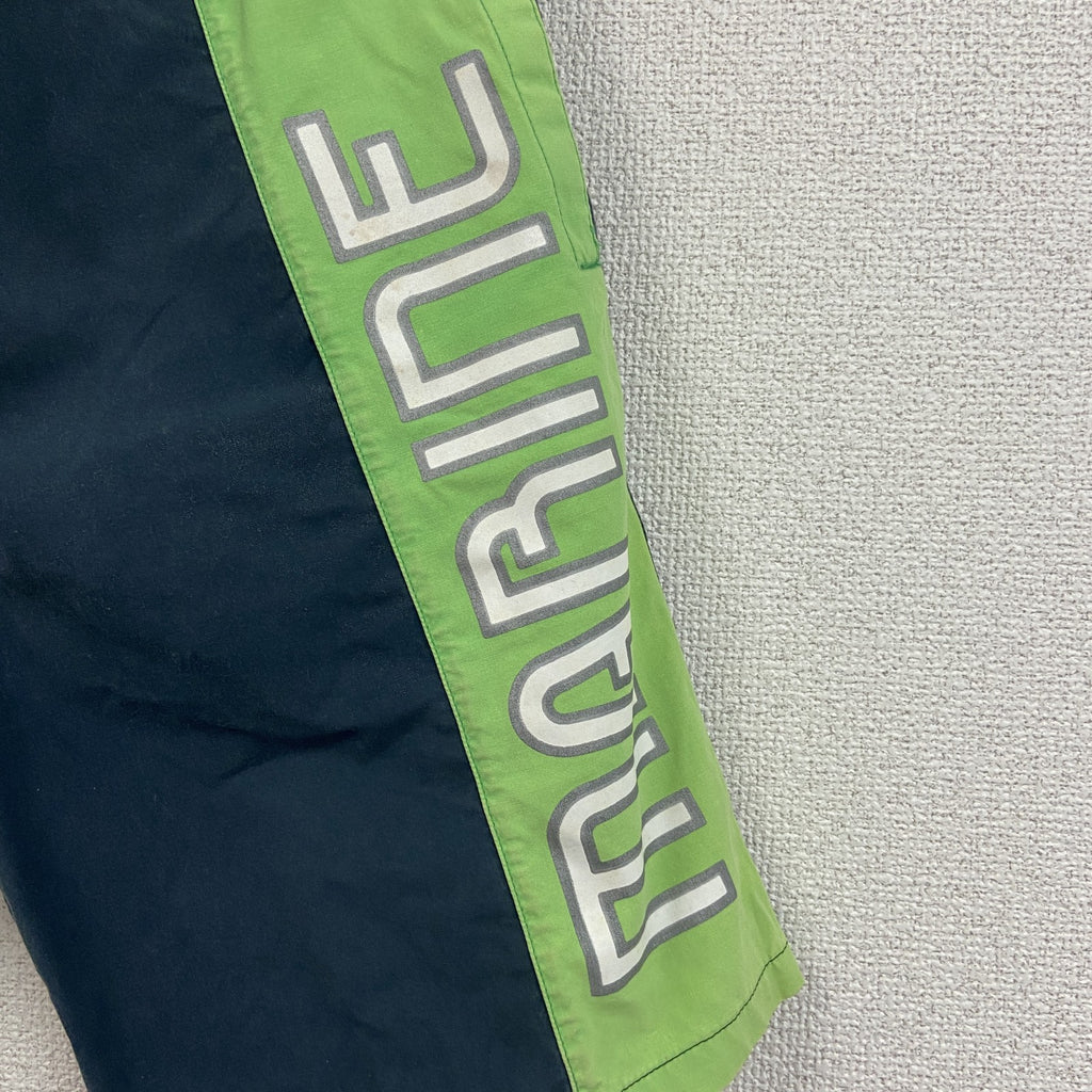 ～80s　adidas　アディダス　デサント　ハーフパンツ/ショートパンツ　バイカラー　グリーン　ネイビー　紺　Mサイズ　　ヴィンテージ　古着