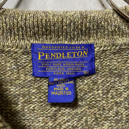 古着　used　PENDLETON　ペンドルトン　長袖ニット　セーター　エルボーパッチ　ハーフボタン　秋冬服　Mサイズ