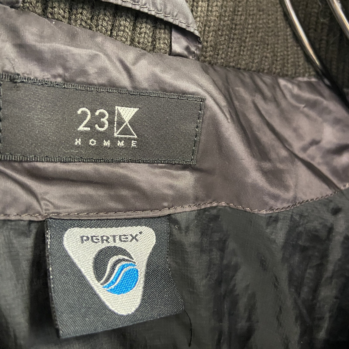 23区 HOMME　PERTEX　オンワード樫山　ダウンジャケット　比翼仕立て　4つポケット　フラップポケット　ダークブラウン　古着