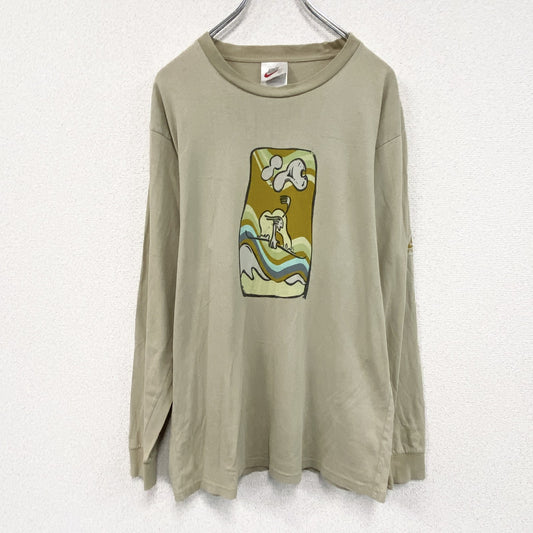 90s　NIKE ACG　ナイキエーシージー　長袖プリントTシャツ/ロンT　ヴィンテージ　ベージュ　Sサイズ