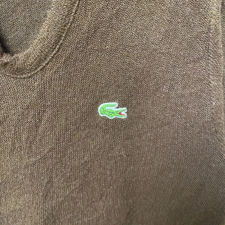 70s　IZOD LACOSTE アイゾッド　ラコステ　長袖Vネックセーター　ニット　ワンポイントロゴ　Sサイズ　　ヴィンテージ　古着