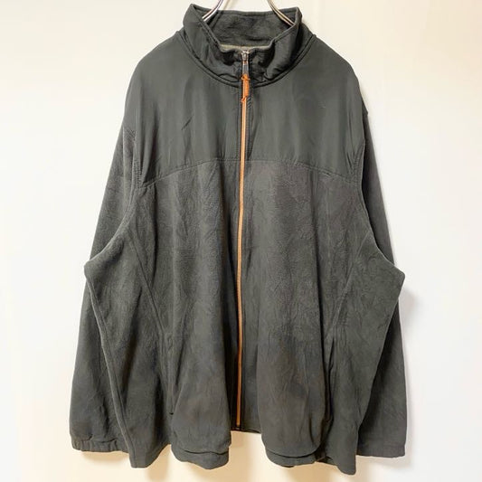 古着 used　STARTER　長袖フルジップ異素材切替フリースジャケット　ハイネック　グレー　ビッグシルエット　XXXLサイズ