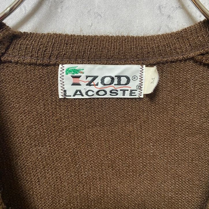 70s　IZOD LACOSTE アイゾッド　ラコステ　長袖Vネックセーター　ニット　ワンポイントロゴ　Sサイズ　　ヴィンテージ　古着