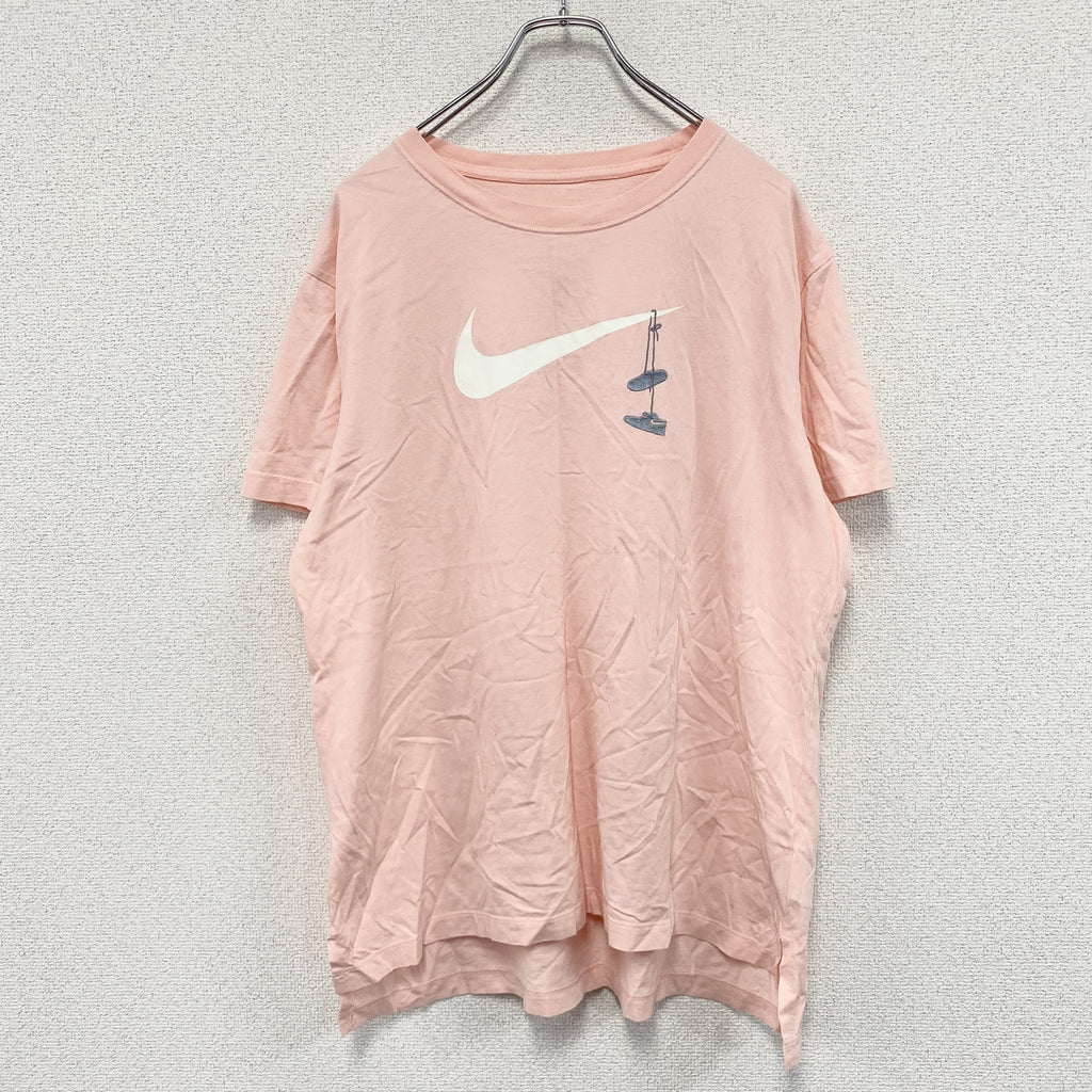 NIKE　ナイキ　半袖プリントTシャツ　デカロゴ　ピンク　XLサイズ　古着