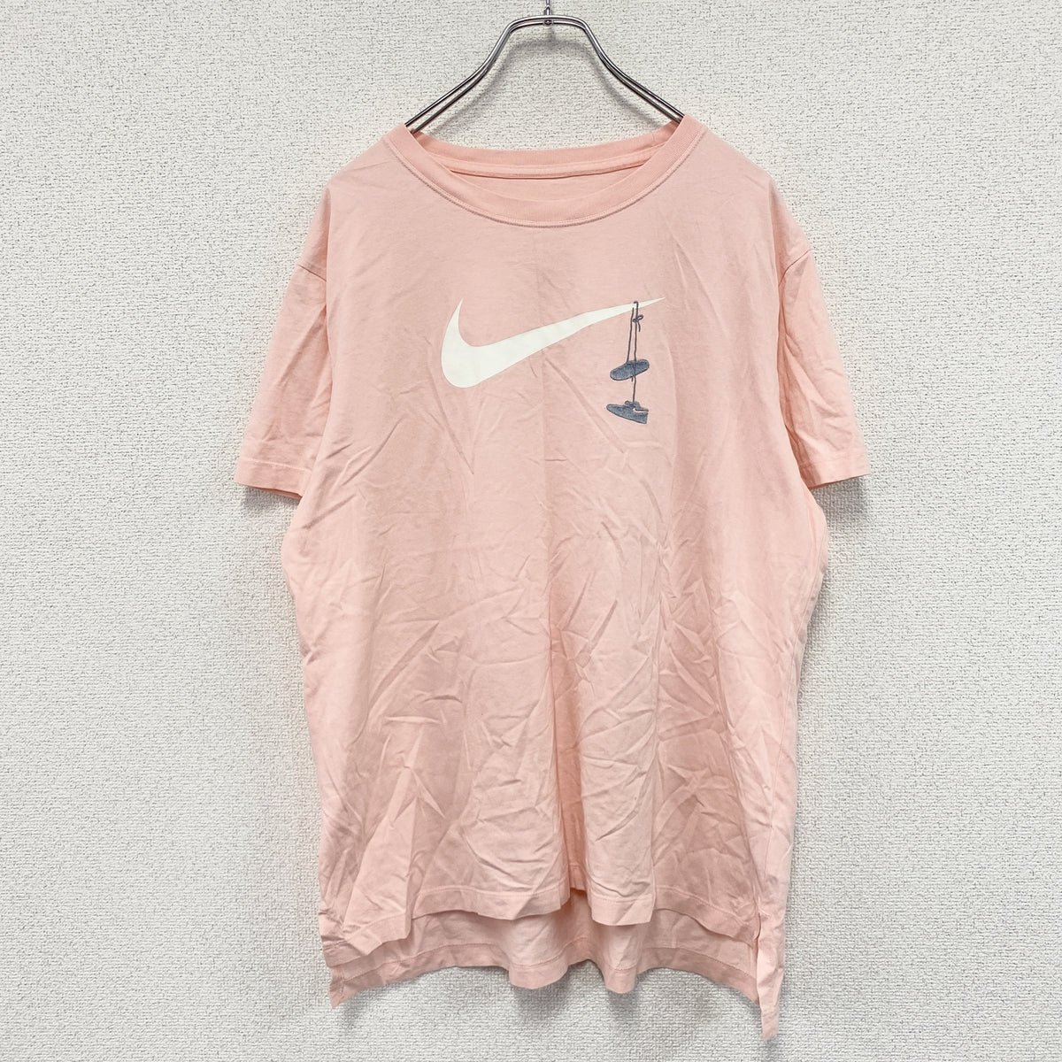 NIKE　ナイキ　半袖プリントTシャツ　デカロゴ　ピンク　XLサイズ　古着