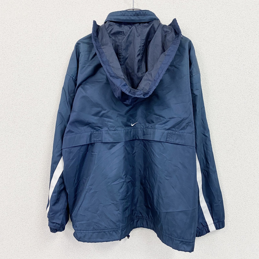 90s　NIKE　ナイキ　フルジップジャケット　スウッシュ　ワンポイント　ヴィンテージ　紺　ネイビー　XLサイズ　古着