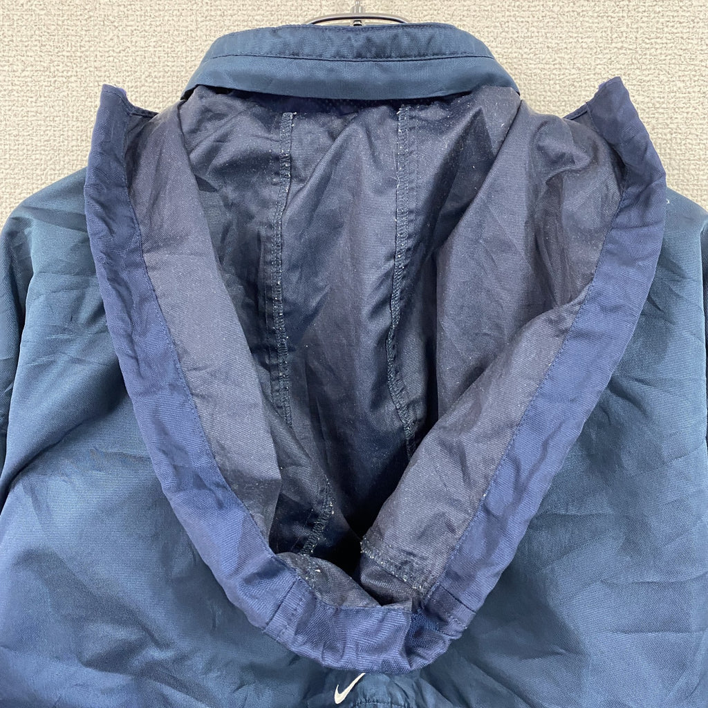 90s　NIKE　ナイキ　フルジップジャケット　スウッシュ　ワンポイント　ヴィンテージ　紺　ネイビー　XLサイズ　古着