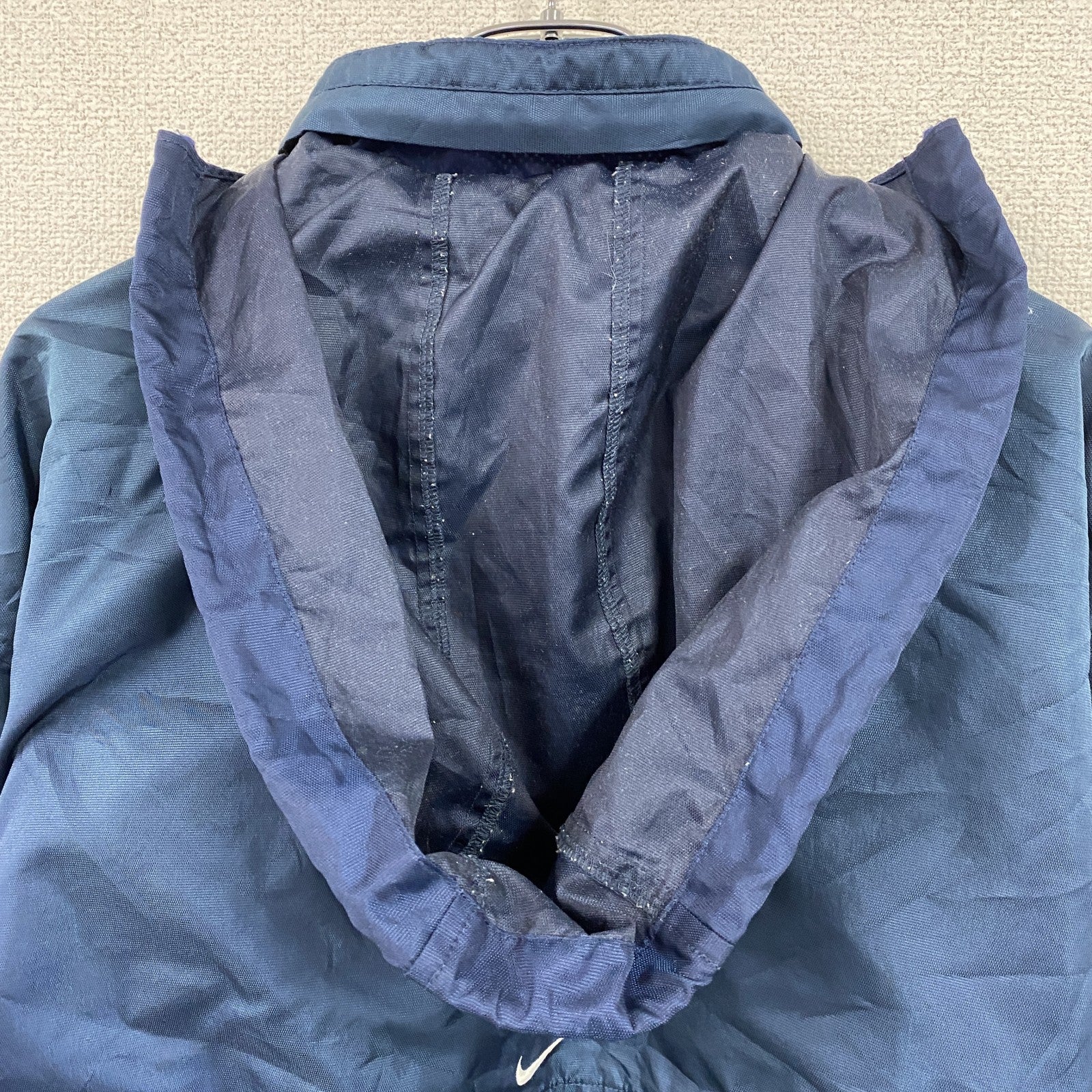 90s　NIKE　ナイキ　フルジップジャケット　スウッシュ　ワンポイント　ヴィンテージ　紺　ネイビー　XLサイズ　古着